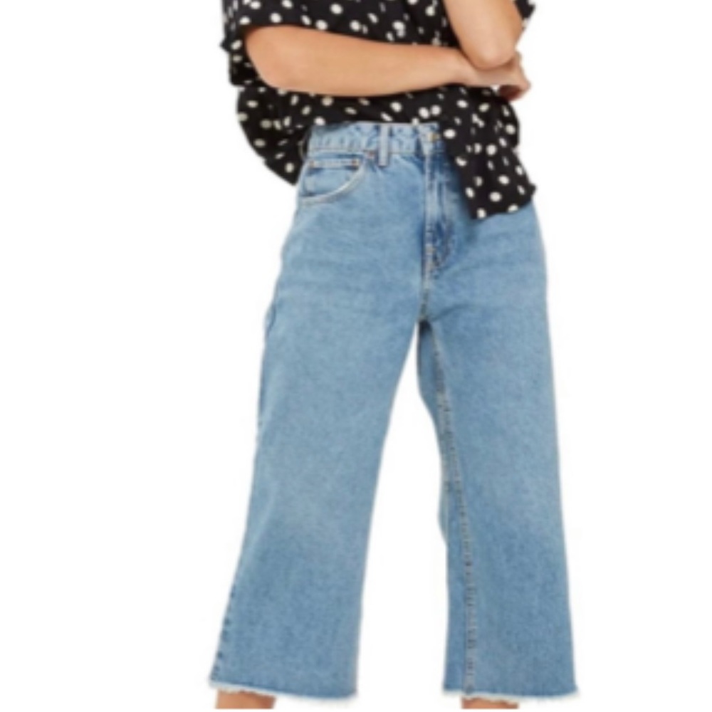 TopShop MOTO Cropped Wide Leg Jeans High Waist - Picture 1 of 8